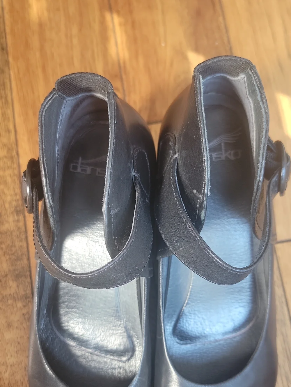 Dansko Rebel  Black Wedge Mary Jane with Ankle Strap 39